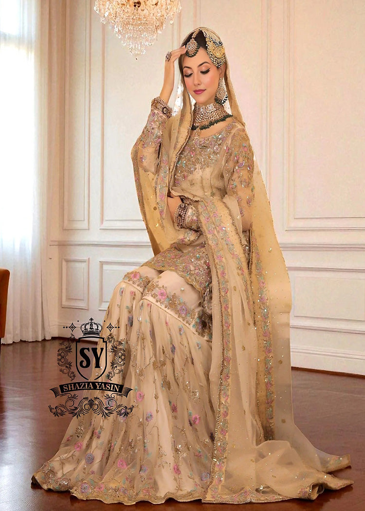 Feel like a true diva in a luxurious Nikah Bridal dress for your "Qubool Hai": glitter, sequins, and crystals will make you shine. Handcrafted dresses with fine fabrics and impeccable details.