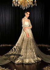 Shine In This Beautiful Bone Bridal Pishwas Dresses Pakistani Bridal Lehenga for Walima Reception Valima