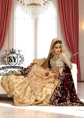 Pakistani Walima Dress for Bride McKinney Texas USA Gharara Bridal Dress In Beautiful Gold Buff