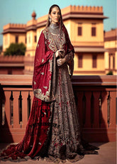 Traditional Red Bridal Outfit Long Bridal Gown Buy Pakistani Indian Bridal Outfits Online UK, USA, Canada, Australia