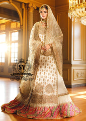 Luxury Design Off-White Chatta Patti Lehenga with long shirt for Nikah Santa Clara California USA Pakistani Indian Wedding Dresses