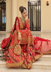 Buy Spanish Red Bridal Dress Pakistani Red Bridal Dress Berkeley California USA Farshi Lehenga Dress with Price