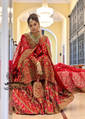 Spanish Red Bridal Dress Pakistani Red Bridal Dress Berkeley California USA Modern Luxury Farshi Lehenga Dress with Price