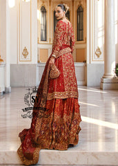 Pakistani Red Bridal Dresses for Barat Luxurios Handwork Heavy Embroidered Organza Bridal Dresses