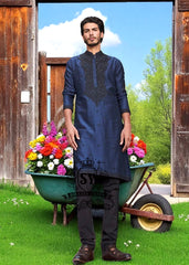 Exclusive Berkeley Blue Kurta Pajama for Mens Bethel Alaska USA Mens Bespoke Kurta Pajama Suits