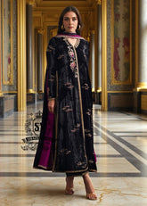 Black Formal Party Wear Baltimore Maryland USA Hand Embellished Velvet Dresses Choga Pants Suit