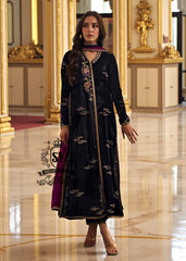 Rich Black Formal Party Wear Baltimore Maryland USA Hand Embellished Velvet Dresses Choga Pants Suit