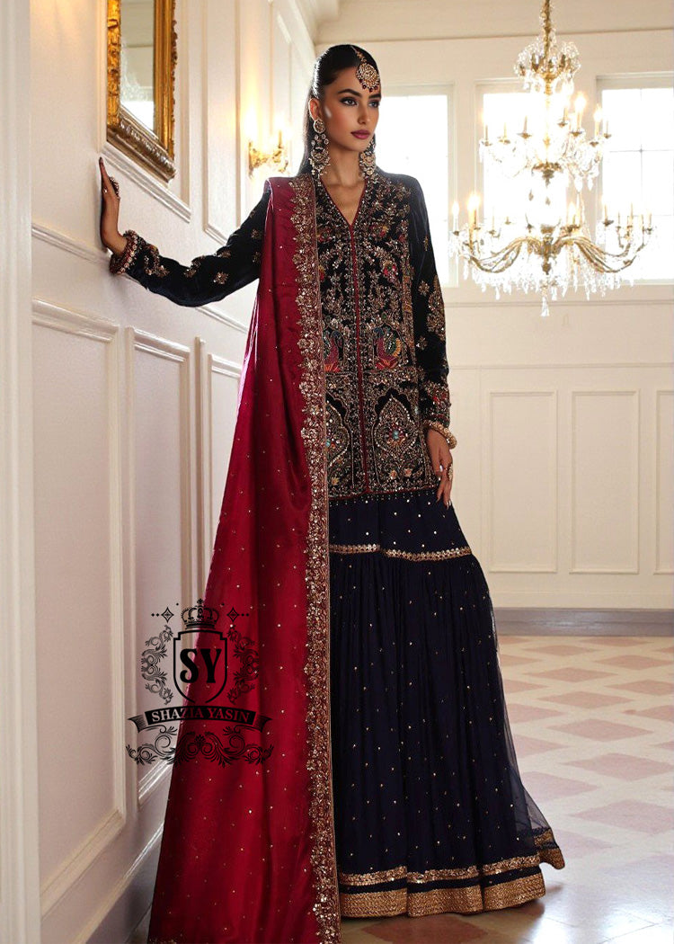 Pakistani Bridal Party Dress with Gharara Fairfax Maryland USA Bridal and Formal Gharara Collection