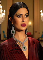 Latest 925 Sterling Silver Emerald Jewellery Set Necklace Designs Indian Pakistani Necklace and Earrings Set UK USA Canada