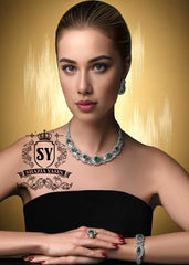 Pakistani Elegance of Sterling Silver Emerald Jewellery Set Arlington Washington DC USA Online Jewellery Shopping Store