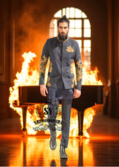 Oxford Blue Men's Prince Coat Newport News Virginia USA Stylish Embellished Prince Coat Suits