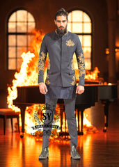 Oxford Blue Men's Prince Coat Newport News Virginia USA Stylish Embellished Prince Coat Suits