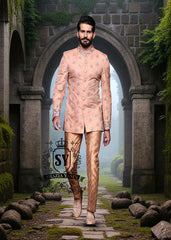 Deep Peach Prince Coat Newcastle England UK Buy Embroidered Prince Coat Designer Prince Coat Suits