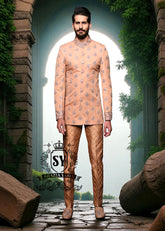 Deep Peach Prince Coat Newcastle England UK Buy Embroidered Prince Coat Designer Prince Coat Suits