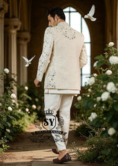 Mens Prince Coat in Raw Silk Diamond Bar California CA USA Prince Coat Mirror Embroidered Kurta Combinations