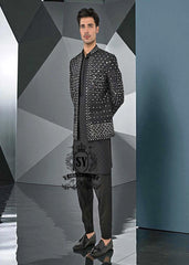 Perfect Mid-Night Black Prince coat Mens Prince coat Telford London UK Pakistan Designer Mirror Embroidered Prince Coat