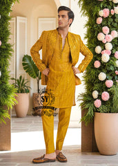 Shop Mens Prince Coat Suit for Mehndi Mayon Ceremony Ras Al-Khaima UAE Mens Prince Coat Pakistani Designer Prince Coat