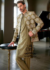 Collection of Formal Prince Coats Brands Juffair UK Olive Green Groom Prince Suit Made in Pakistan 100%