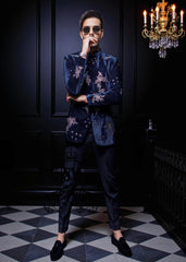 Midnight Blue Prince Coat for Wedding Ceremony Edison New Jersey NJ USA Designer Men's Prince Coat Suits