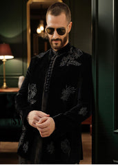 Men's Luxury Prince Coat Suits Black Prince Suit Men's Luxury Velvet Prince Suit Pakistani Wedding Prince coat