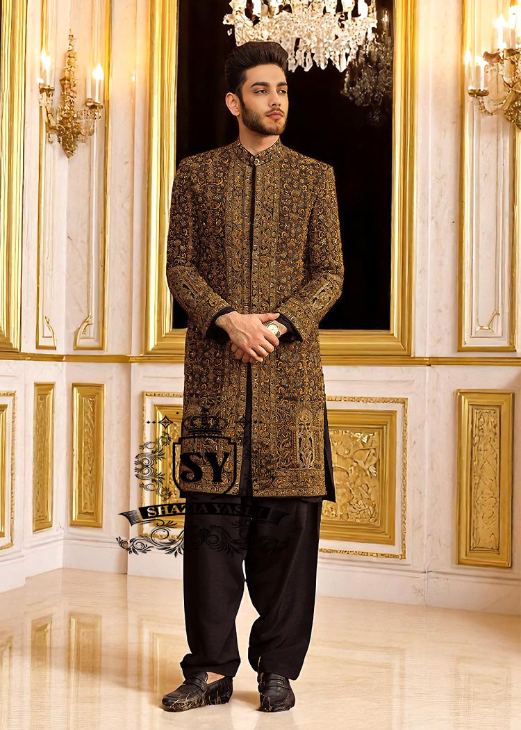 Exquisite Embellished Black Sherwani Beverly Hills California CA USA Beautiful Groom Sherwani for Mens