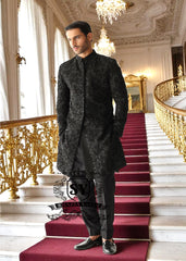 Designer Groomswear Black Embellished Sherwani Denny UK Bespoke Groom Sherwani Suits for Mens