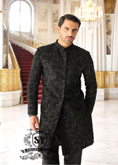 Designer Groomswear Black Embellished Sherwani Denny UK Bespoke Groom Sherwani Suits for Mens