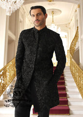 Designer Groomswear Black Embellished Sherwani Denny UK Bespoke Groom Sherwani Suits for Mens