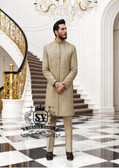 Heavy Embellished Sherwani in Raw Silk Hertfordshire England UK Sherwani for Wedding or Nikah Ceremony UK USA Canada Australia