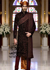 Dark Burgundy Sherwani for Sikh Wedding Oakville Ontario Men's Sherwani Wedding Sherwani Groom's Sherwani Canada