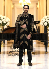 Menswear Sherwani Richmond Hill, Canada Total Black Velvet Sherwani Designer Mens Sherwani Suit
