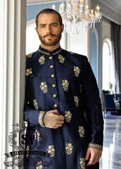 Latest Royal Blue Sherwani Designs Burlington, Ontario Canada Designer Mens Sherwani Suit
