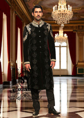 Luxury Velvet Sherwani in Black Princeton New Jersey NJ USA Designer Sherwani Ceremony Collection