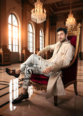 Buy Men's Wedding Sherwani Online Bradford London UK Shop designer Embellished Banarsi sherwani for groom