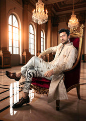 Buy Men's Wedding Sherwani Online Bradford London UK Shop designer Embellished Banarsi sherwani for groom