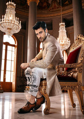 Buy Men's Wedding Sherwani Online Bradford London UK Shop designer Embellished Banarsi sherwani for groom
