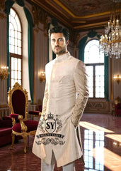 Buy Men's Wedding Sherwani Online Bradford London UK Shop designer Embellished Banarsi sherwani for groom