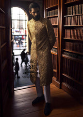 Sunray Raw Silk Sherwani Wedding Sherwani Woodside New York NY USA Designer Groomswear Sherwani