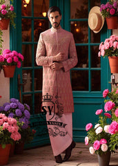 Baby Pink Sherwani for Mens Woking England UK Wedding Sherwani and Flared Trousers Combinations