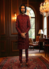 Buy Men's Wedding Sherwani Online Oldham England UK Bordeaux Designer Sherwani Suits Designs Latest