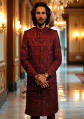 Buy Luxury Men's Wedding Sherwani Online Oldham England UK Bordeaux Designer Sherwani Suits Designs Latest