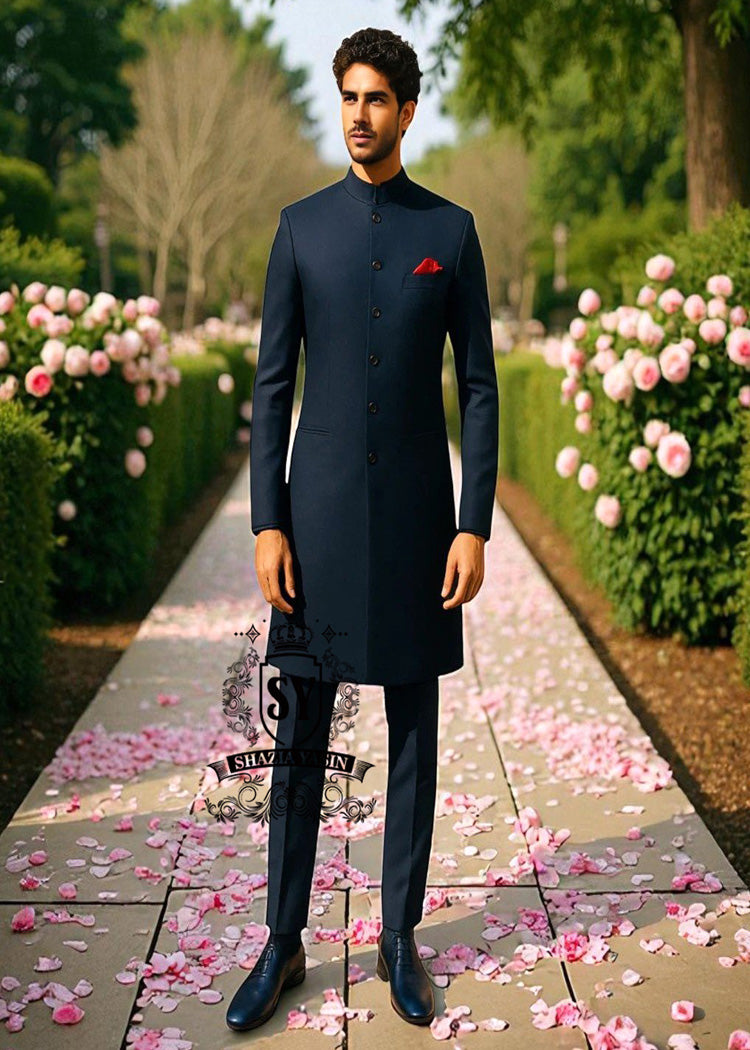 Premium Italian Suiting Plain Sherwani Perth Australia Buy Designer Sherwani Blue Designer Sherwani