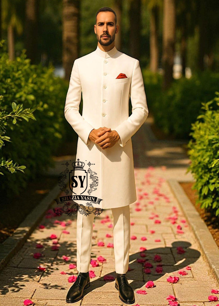 Classic White Sherwani for Groom Leicester UK Find Stylish White Sherwani Suits For Men At Best Prices