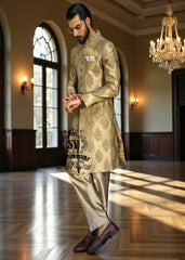 Luxury Golden Sherwani For Groom Newark New Jersey NJ US Men's Bespoke Wedding Sherwani Collection 2026