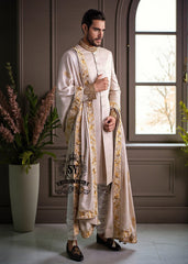Self-embossed Sherwani With Hand-carved Embellishments in Antique Gold Buy in Los Angeles California USA