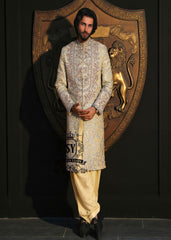 Light Beige Sherwani Style Pakistani Groom Dress San Antonio Texas USA Designer Sherwani Suit Pakistan