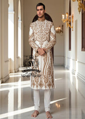Groom's Off-White sherwani suits France Paris Hand Embellished Sherwani Embroidered Sherwani
