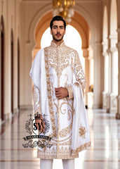 Personalized luxury Sherwani Newcastle London UK Pearl White Embellished Sherwani For Men's Wedding