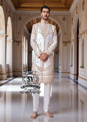 Personalized luxury Sherwani Newcastle London UK Pearl White Embellished Sherwani For Men's Wedding