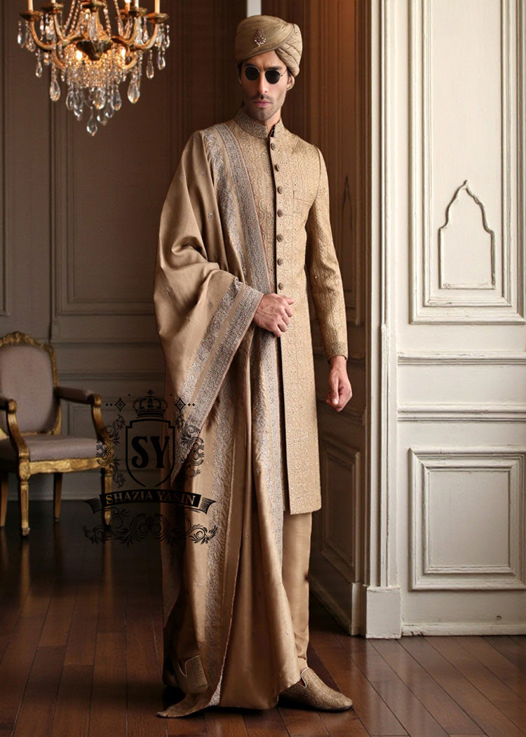 Men's Burlywood sherwani Suits for Weddings, Modern sherwani Suits, Wedding sherwani Suits for Men 2025